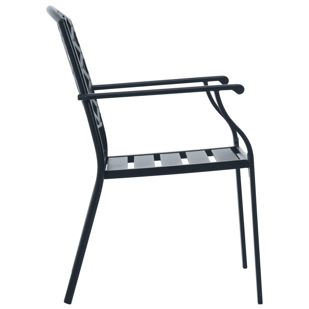 Stackable Garden Chair Set 7 Piece Anthracite Powder-coated Steel