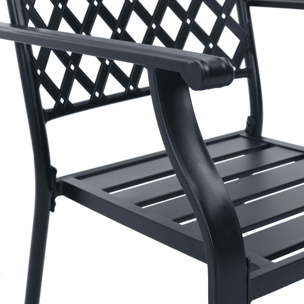 Stackable Garden Chair Set 7 Piece Anthracite Powder-coated Steel