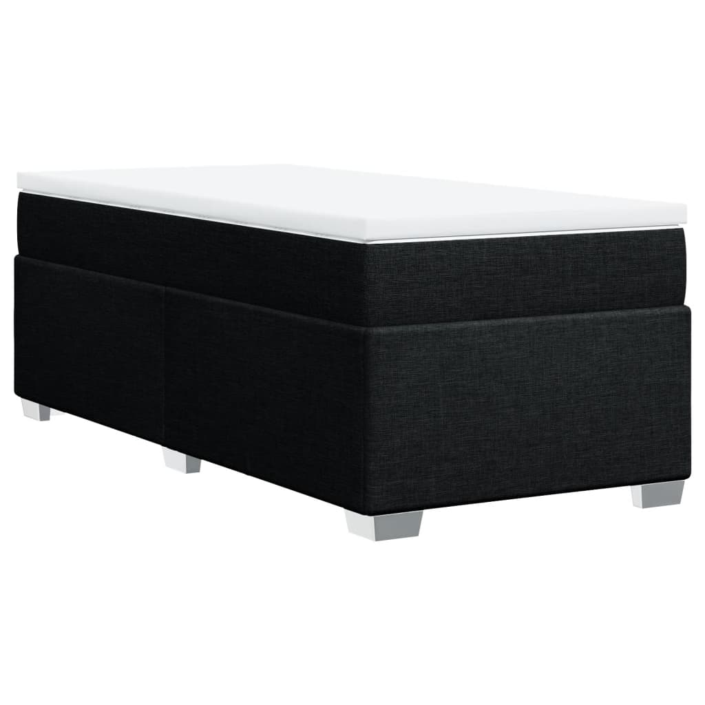 Box Spring Bed with Mattress Black King Single Fabric