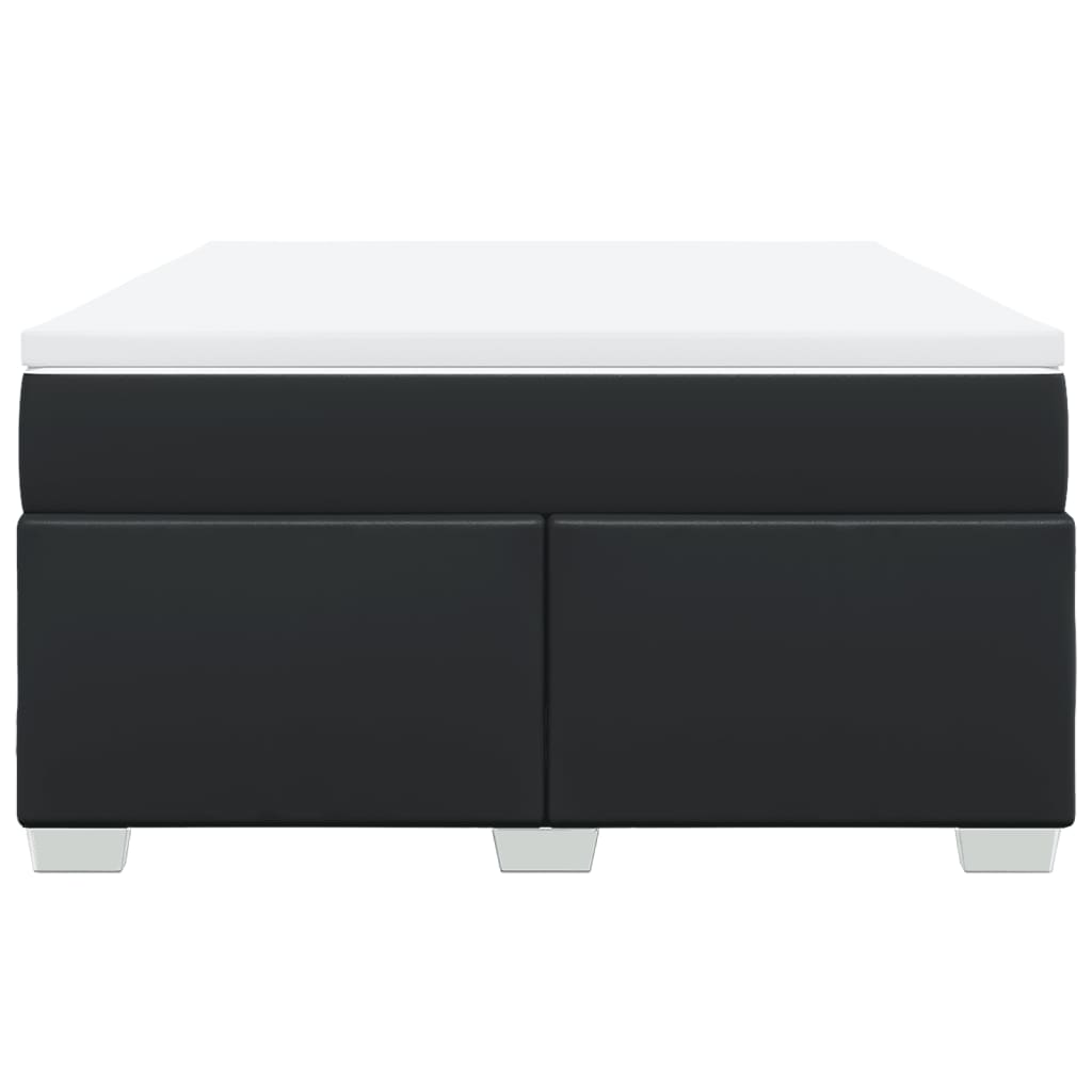 Box Spring Bed with Mattress Black Full Faux Leather