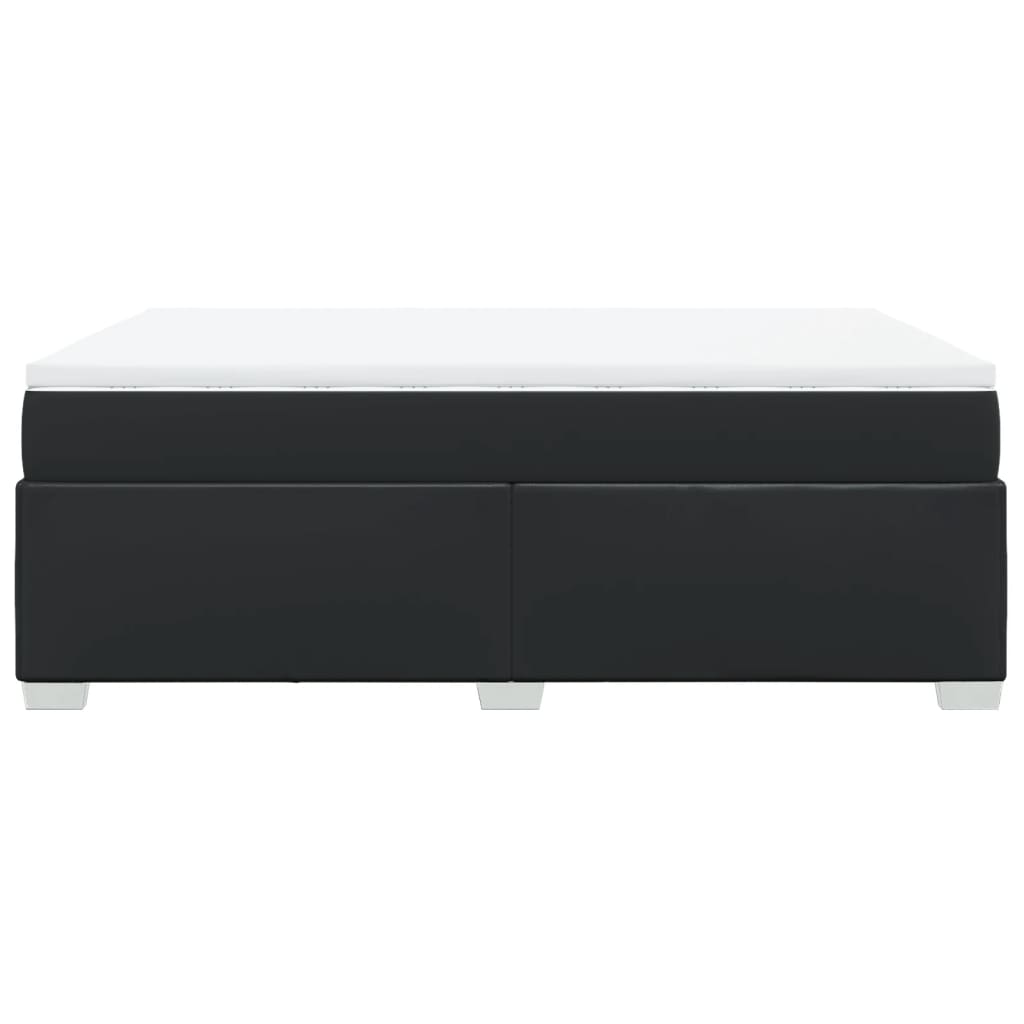Box Spring Bed with Mattress Black Full Faux Leather