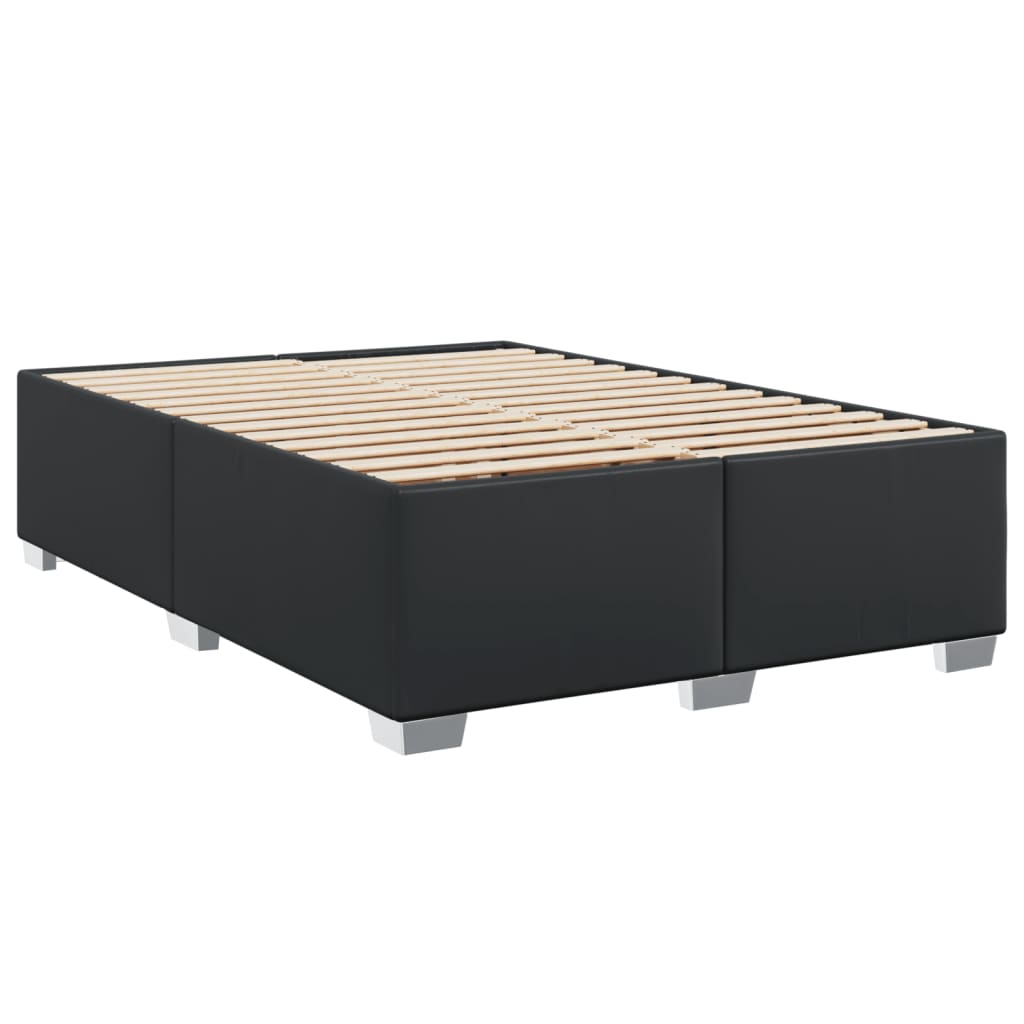 Box Spring Bed with Mattress Black Full Faux Leather