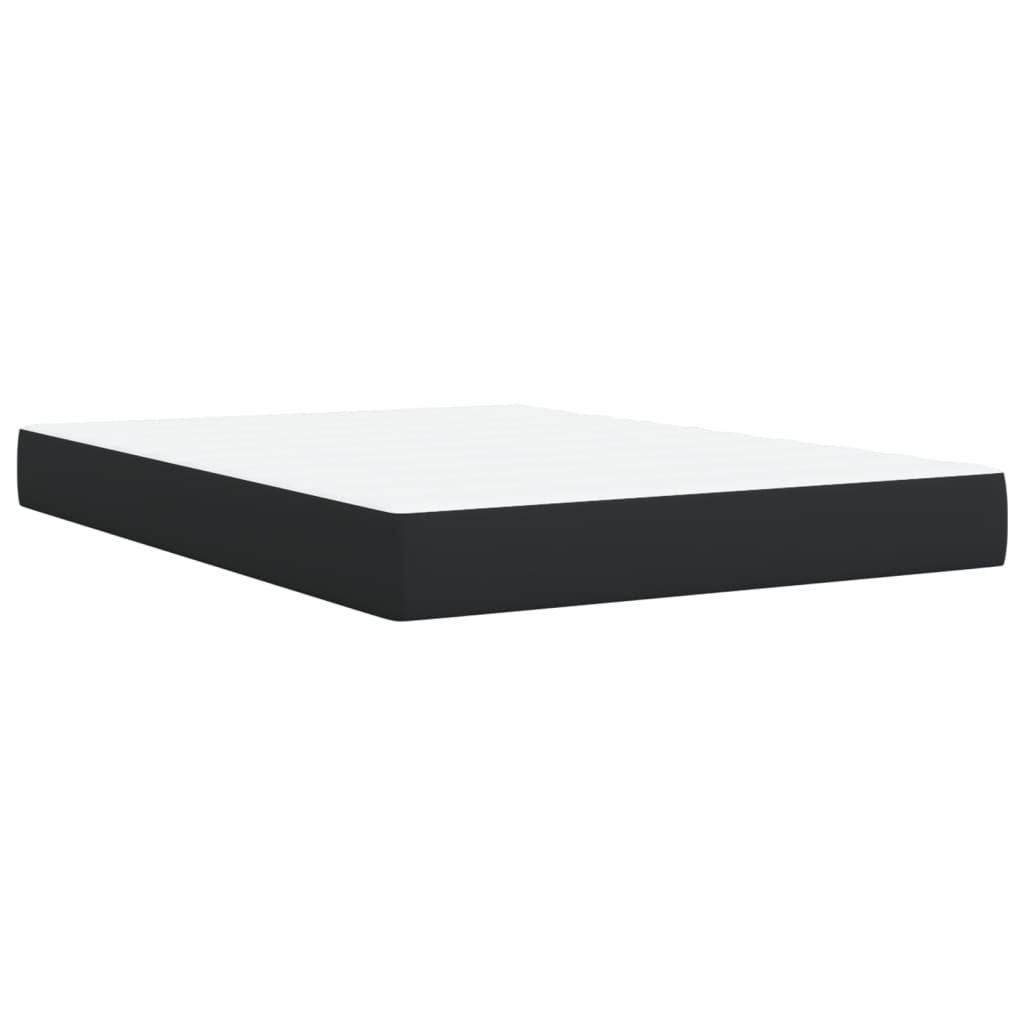 Box Spring Bed with Mattress Black Full Faux Leather