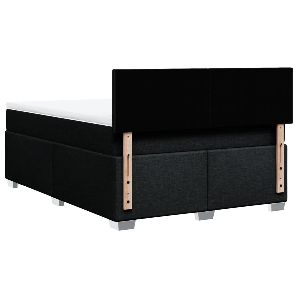 Box Spring Bed with Mattress Black Queen Fabric