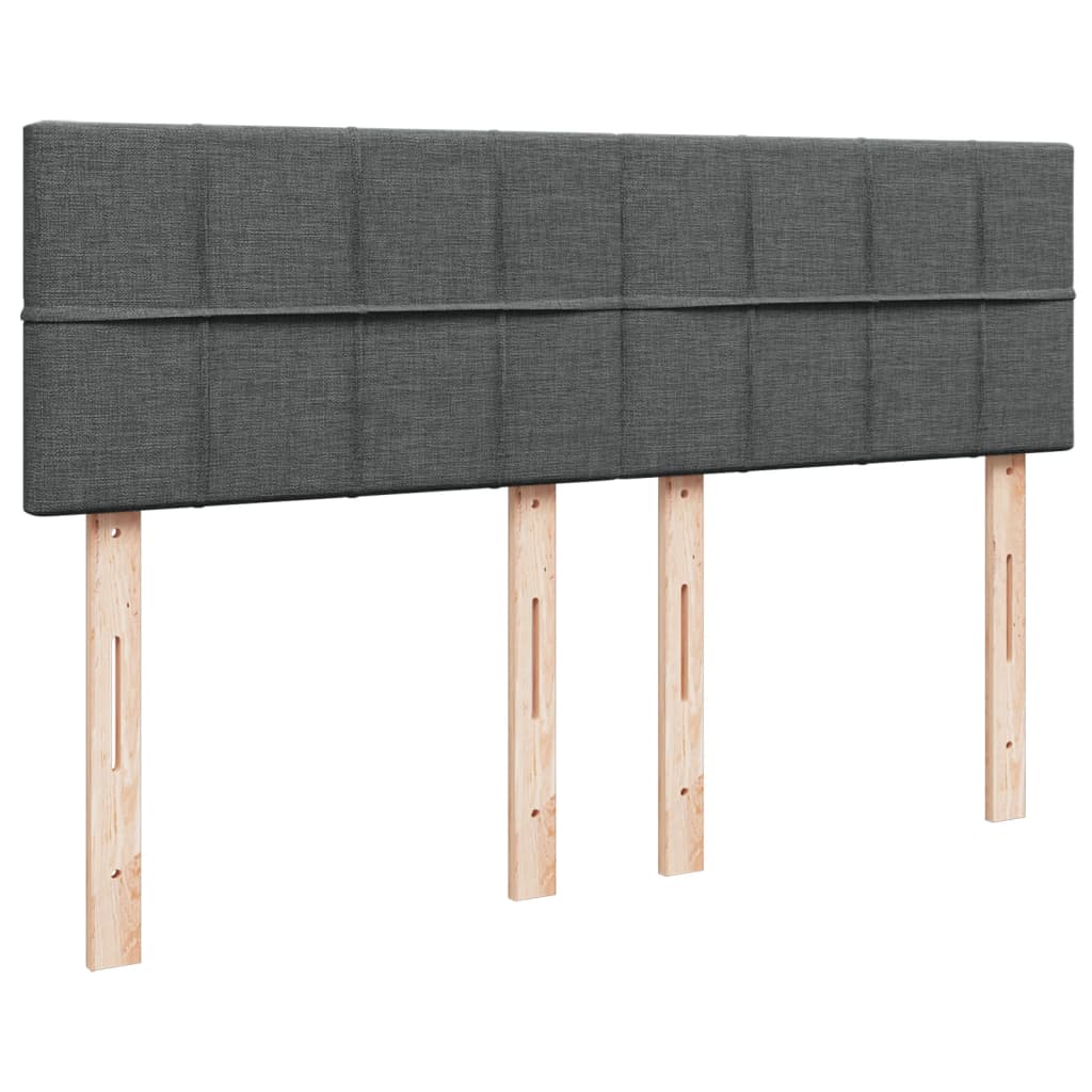 Box Spring Bed with Mattress Black Queen Fabric