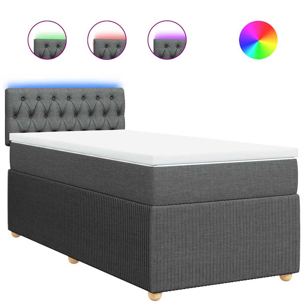 Box Spring Bed with Mattress Light Grey King Single Fabric