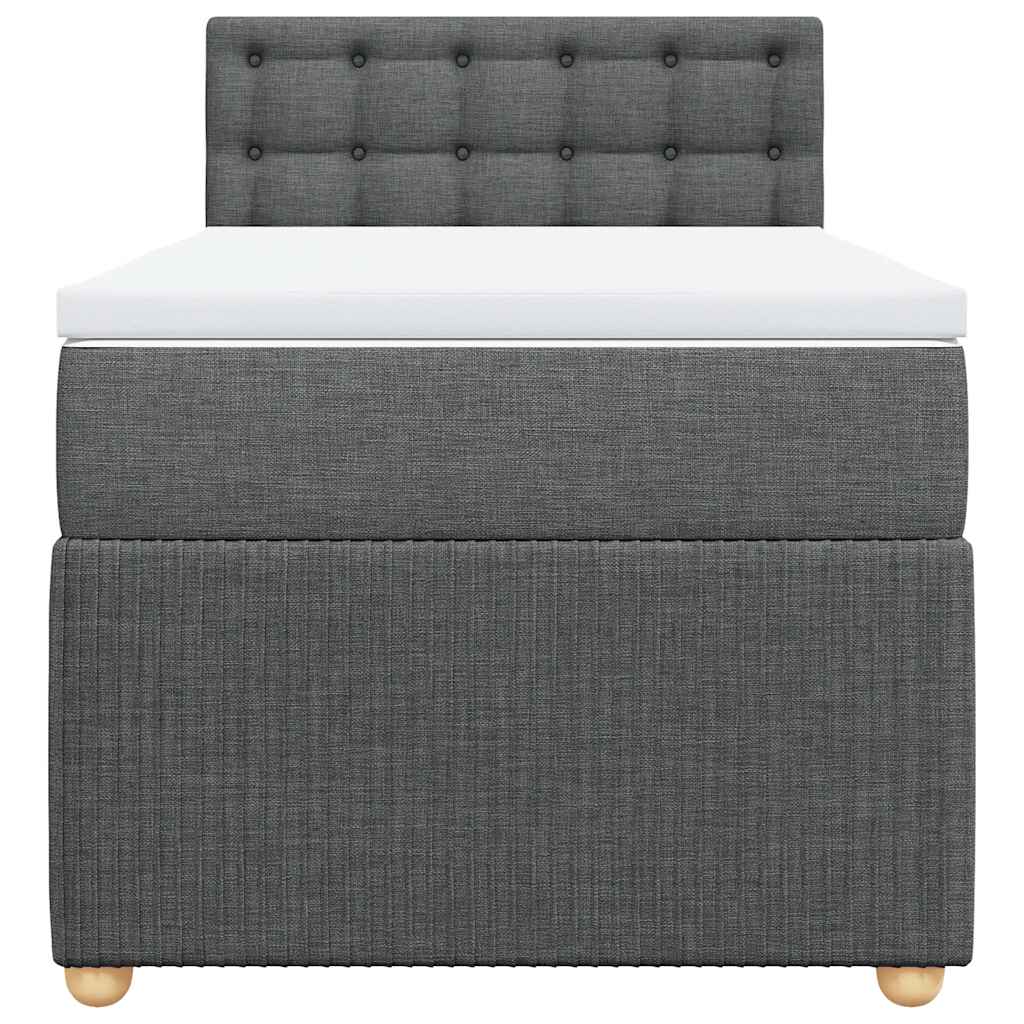 Box Spring Bed with Mattress Light Grey King Single Fabric