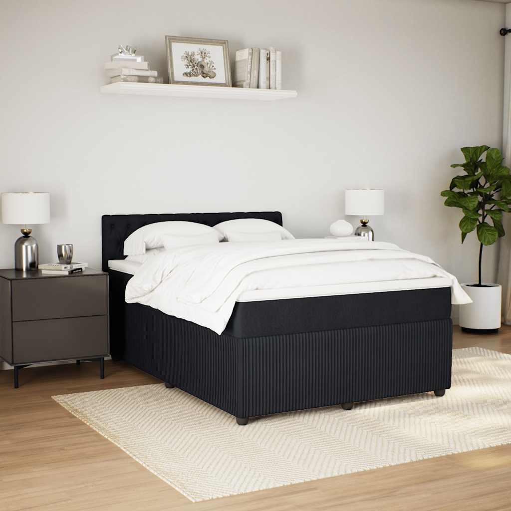 Box Spring Bed with Mattress Dark Grey Double Fabric