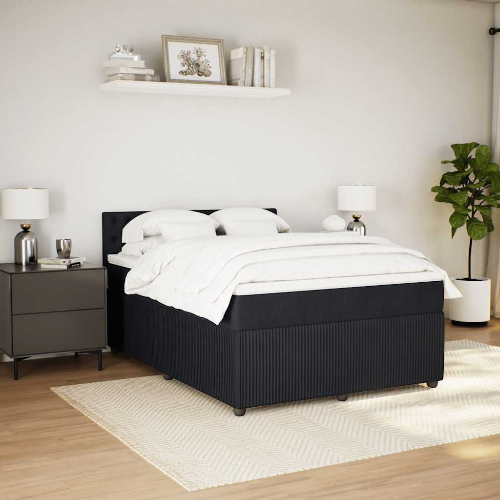 Box Spring Bed with Mattress Dark Grey Double Fabric