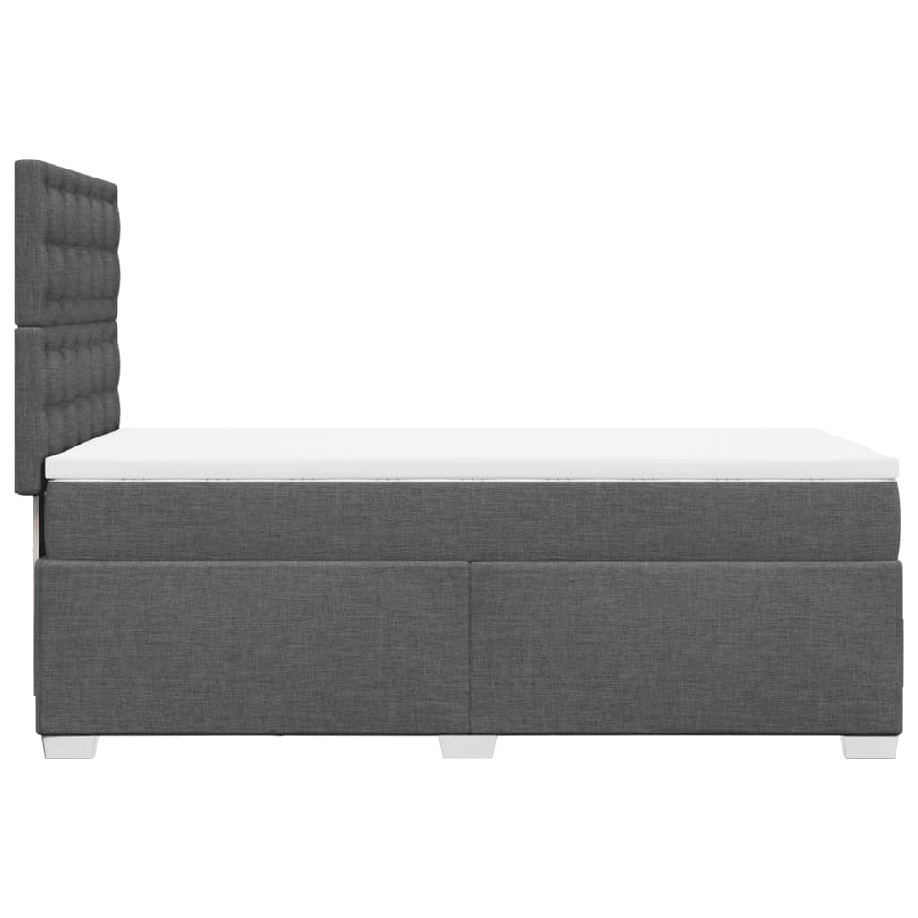 Box Spring Bed with Mattress Dark Grey King Single Fabric
