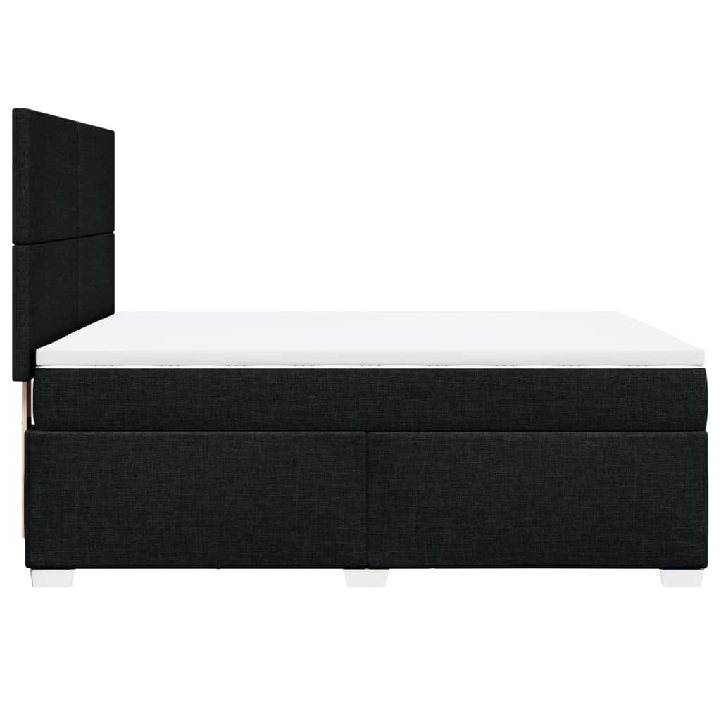 Box Spring Bed with Mattress Black Queen Fabric