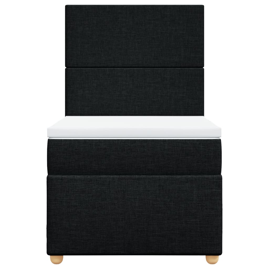 Box Spring Bed with Mattress Black King Single Fabric