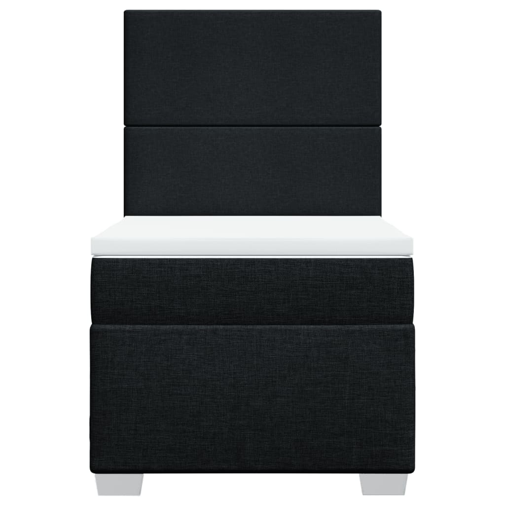 Box Spring Bed with Mattress Black King Single Fabric