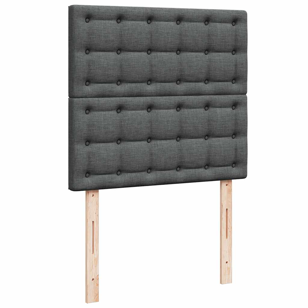Box Spring Bed with Mattress Dark Grey King Single Fabric