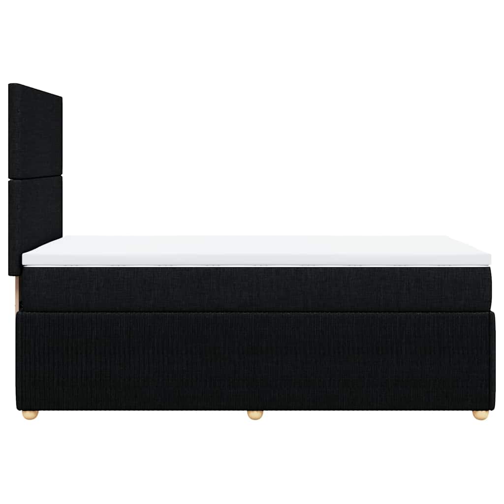 Box Spring Bed with Mattress Black King Single Fabric