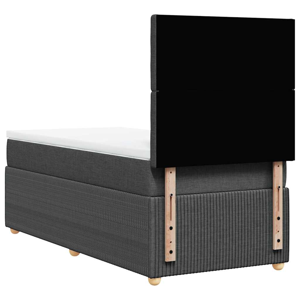 Box Spring Bed with Mattress Dark Grey King Single Fabric