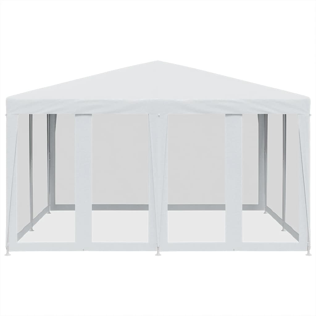 Party Tent with 8 Mesh Sidewalls White 4x4 m HDPE