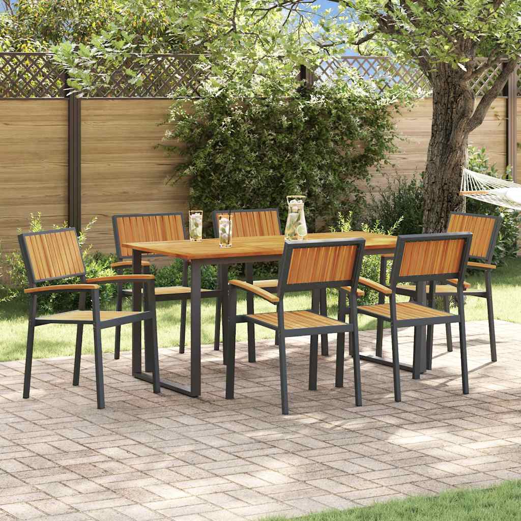 Garden Dining Set 7 pcs Black and brown