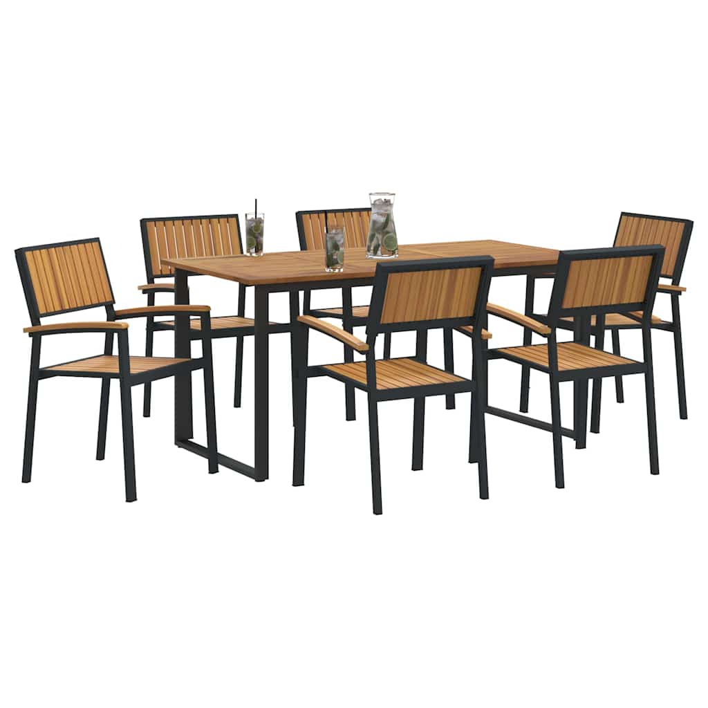 Garden Dining Set 7 pcs Black and brown
