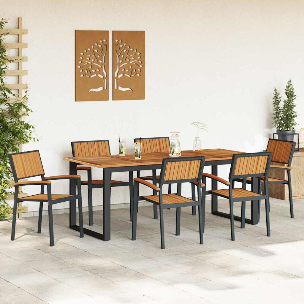 Garden Dining Set 7 pcs Black and brown