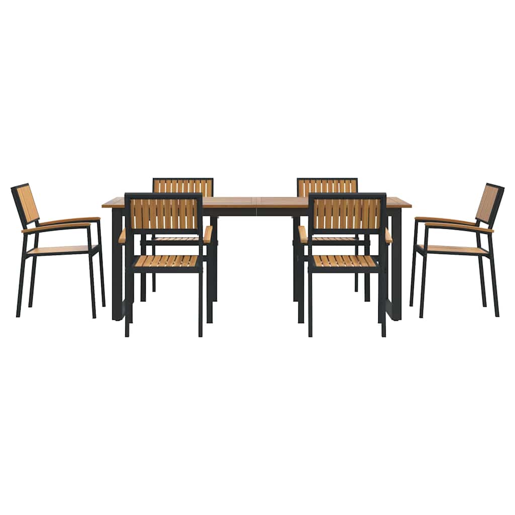 Garden Dining Set 7 pcs Black and brown