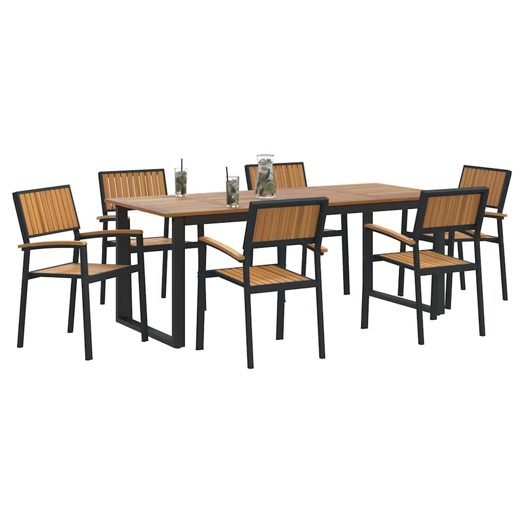Garden Dining Set 7 pcs Black and brown