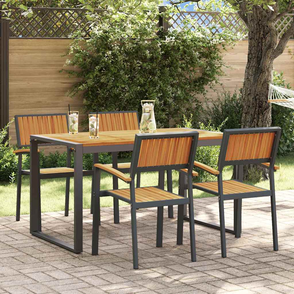 Garden Dining Set 5 pcs Black and brown