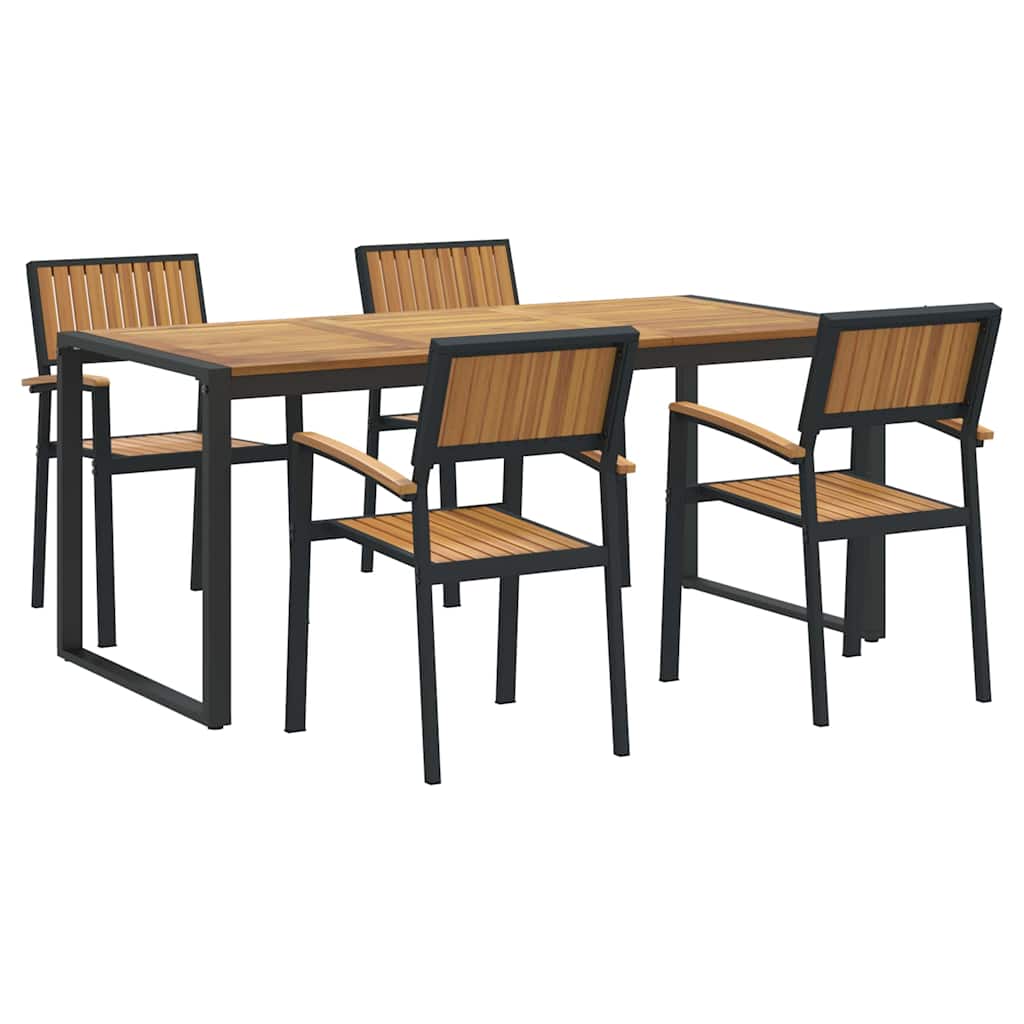 Garden Dining Set 5 pcs Black and brown