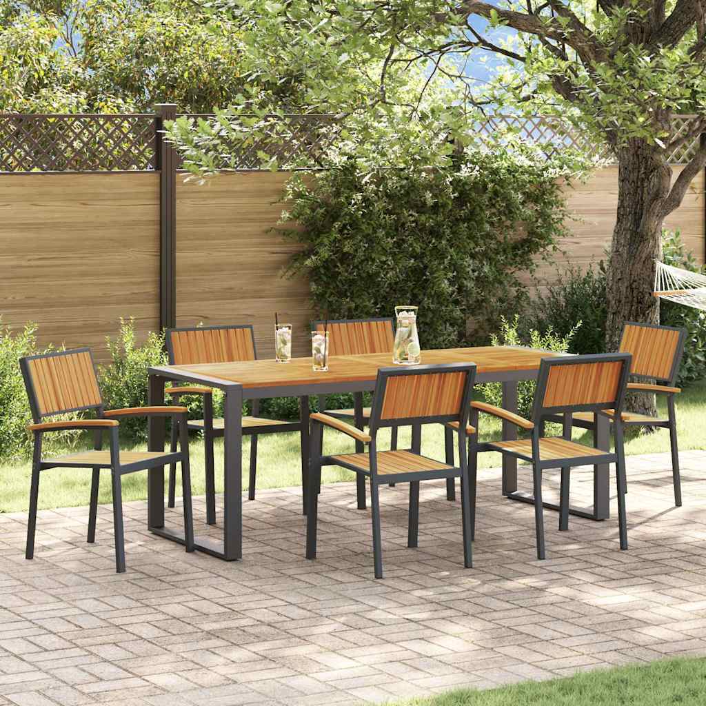 Garden Dining Set 7 pcs Black and brown