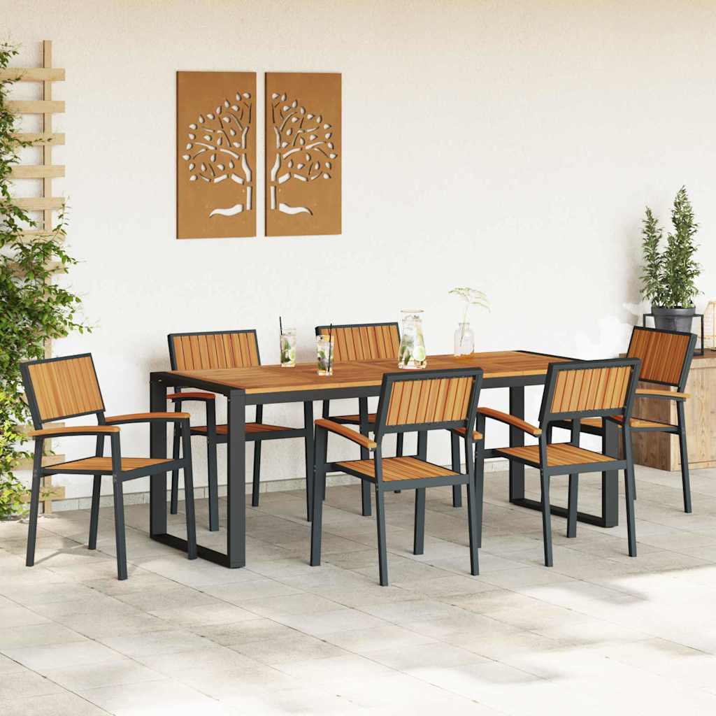 Garden Dining Set 7 pcs Black and brown