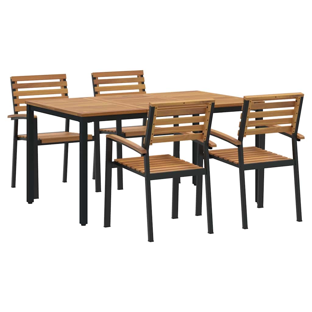 Garden Dining Set 5 pcs Black and brown