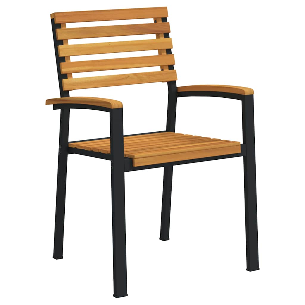 Garden Dining Set 7 pcs Black Solid Acacia Wood