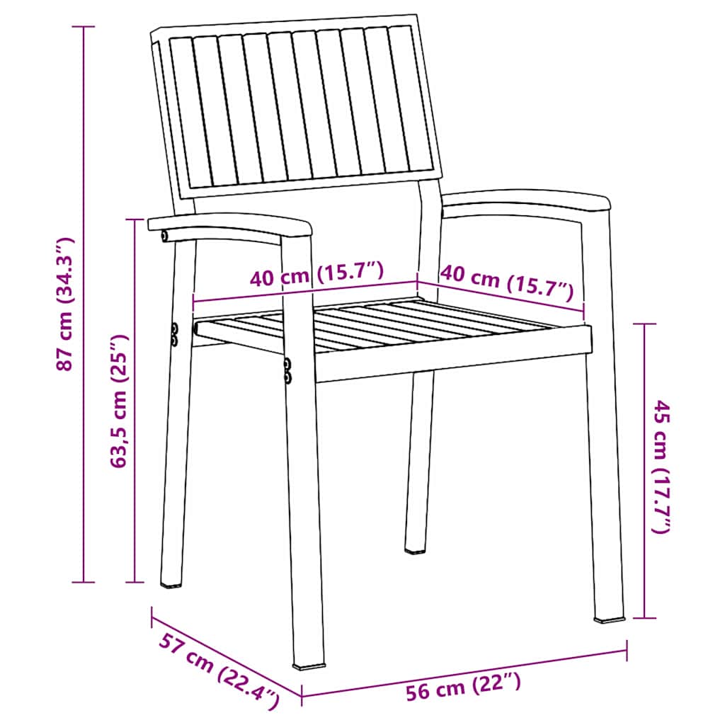 Garden Dining Set 5 pcs Black Solid Acacia Wood