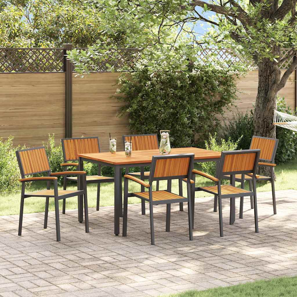 Garden Dining Set 7 pcs Black and brown