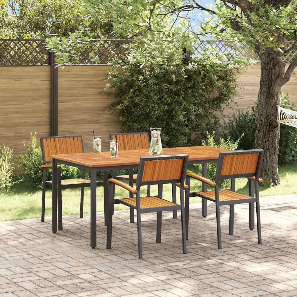 Garden Dining Set 5 pcs Black and brown