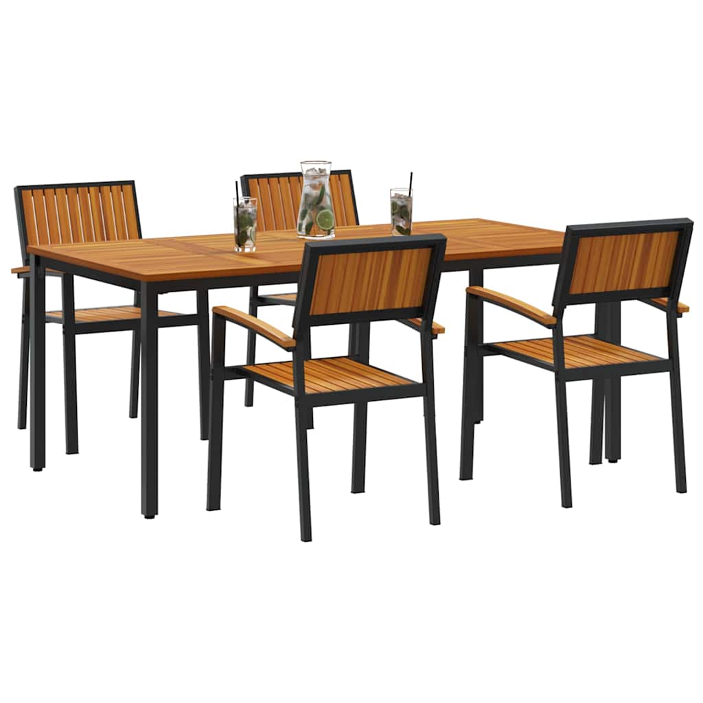 Garden Dining Set 5 pcs Black and brown