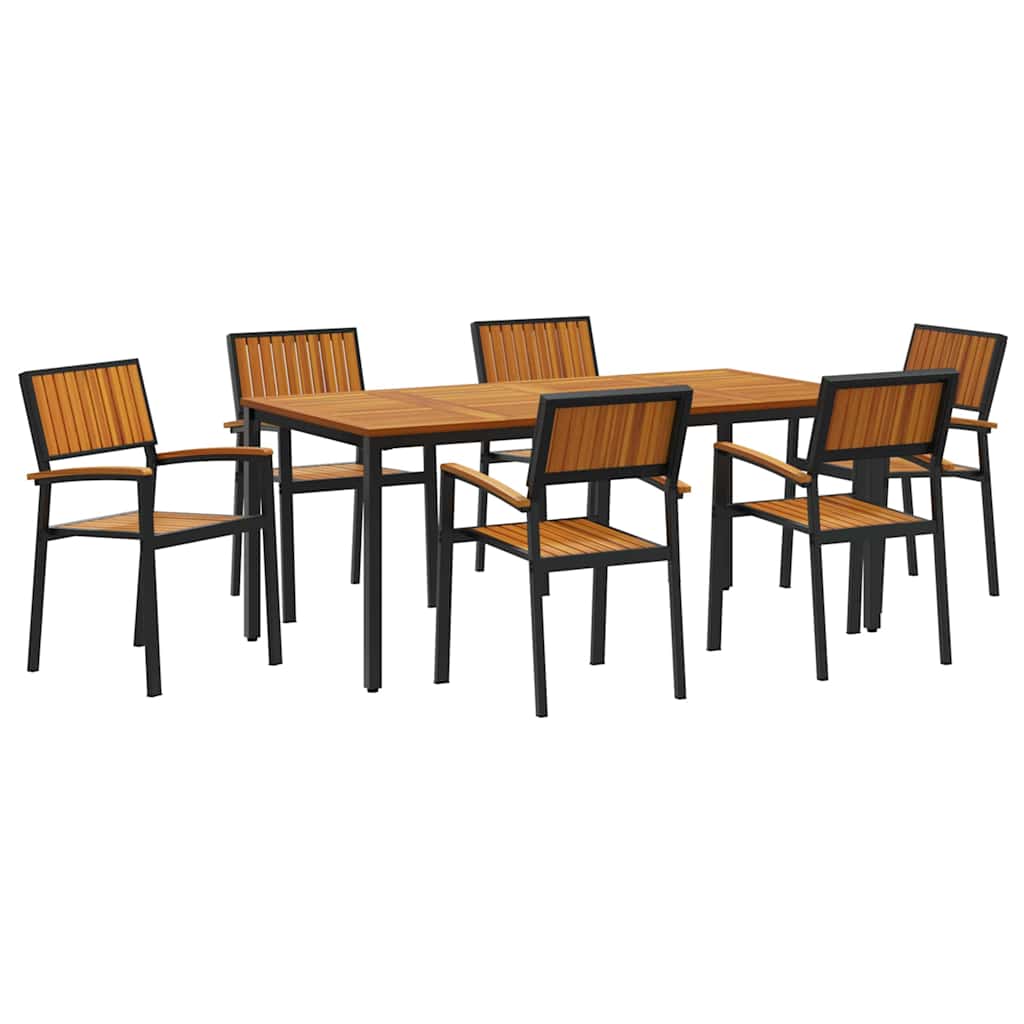 Garden Dining Set 7 pcs Black and brown