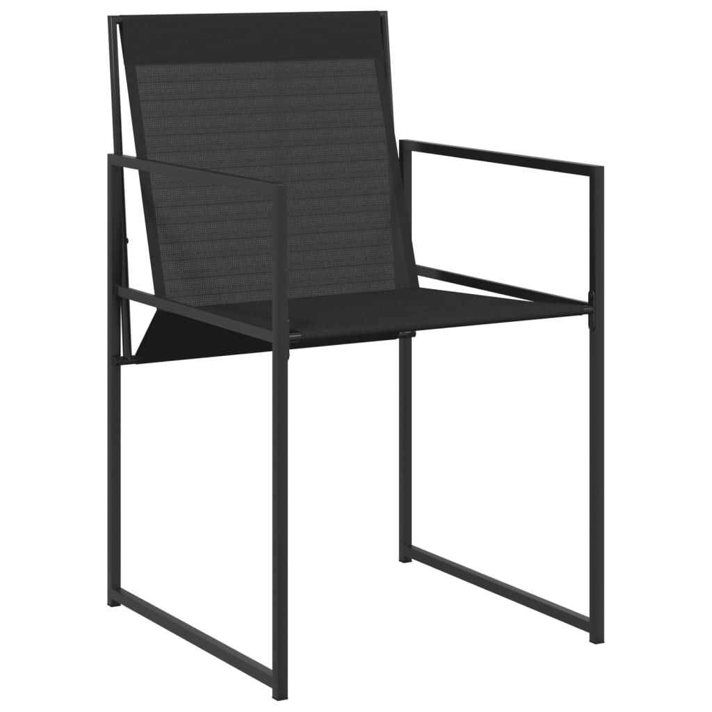 7 Piece Garden Dining Set Black Textilene
