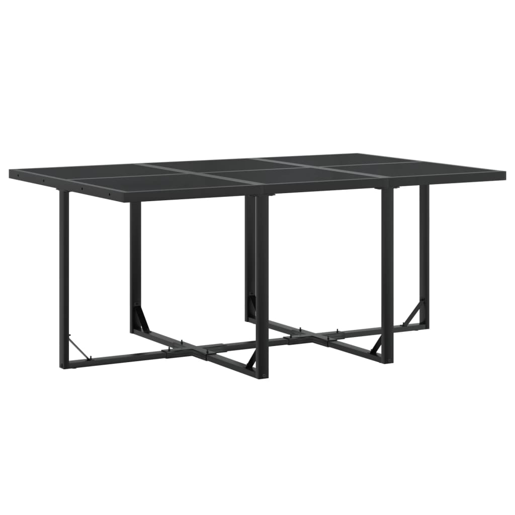 7 Piece Garden Dining Set Black Textilene