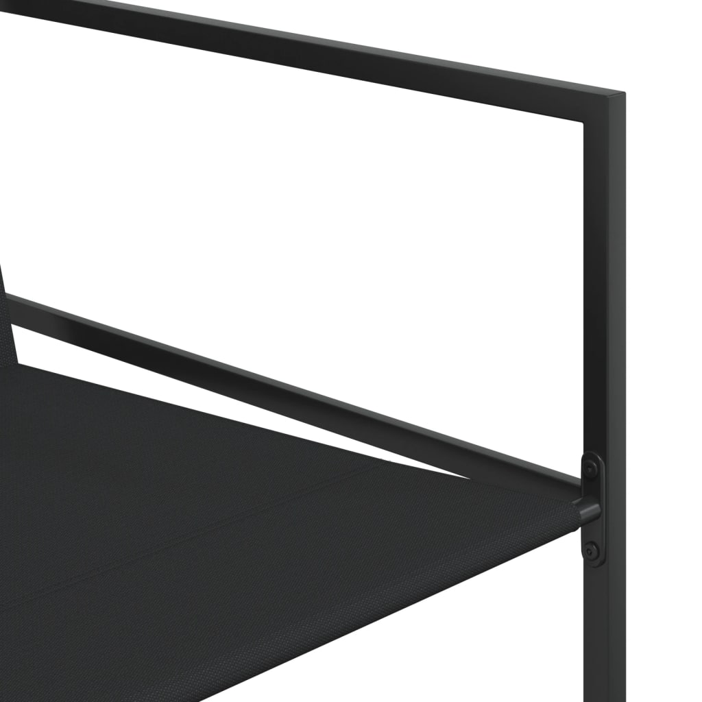 7 Piece Garden Dining Set Black Textilene