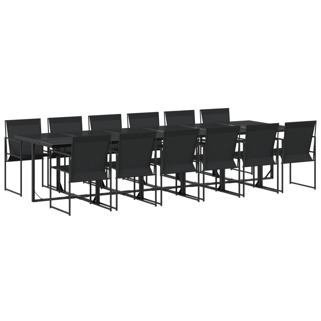 13 Piece Garden Dining Set Black Textilene