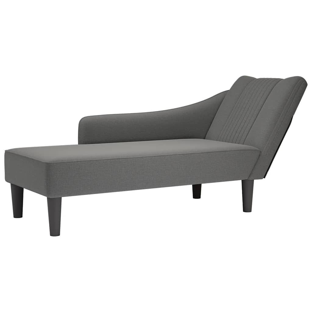 Chaise Lounge with Right Armrest Dark Grey Fabric