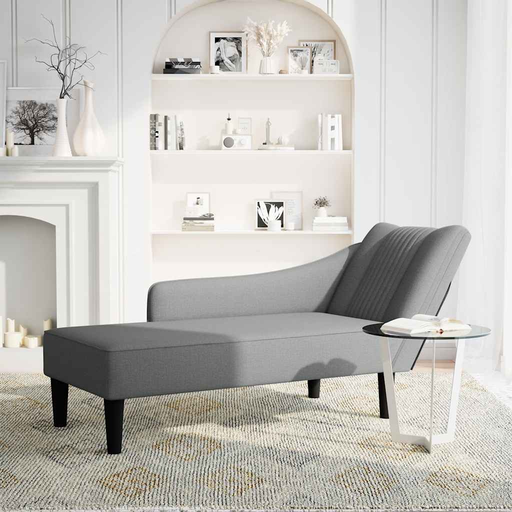Chaise Lounge with Right Armrest Dark Grey Fabric
