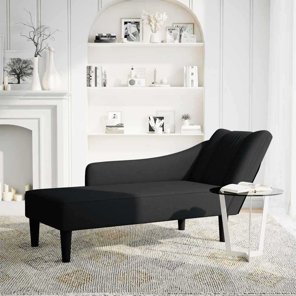 Chaise Lounge with Right Armrest Black Fabric