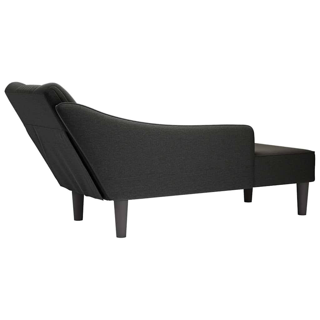 Chaise Lounge with Right Armrest Black Fabric