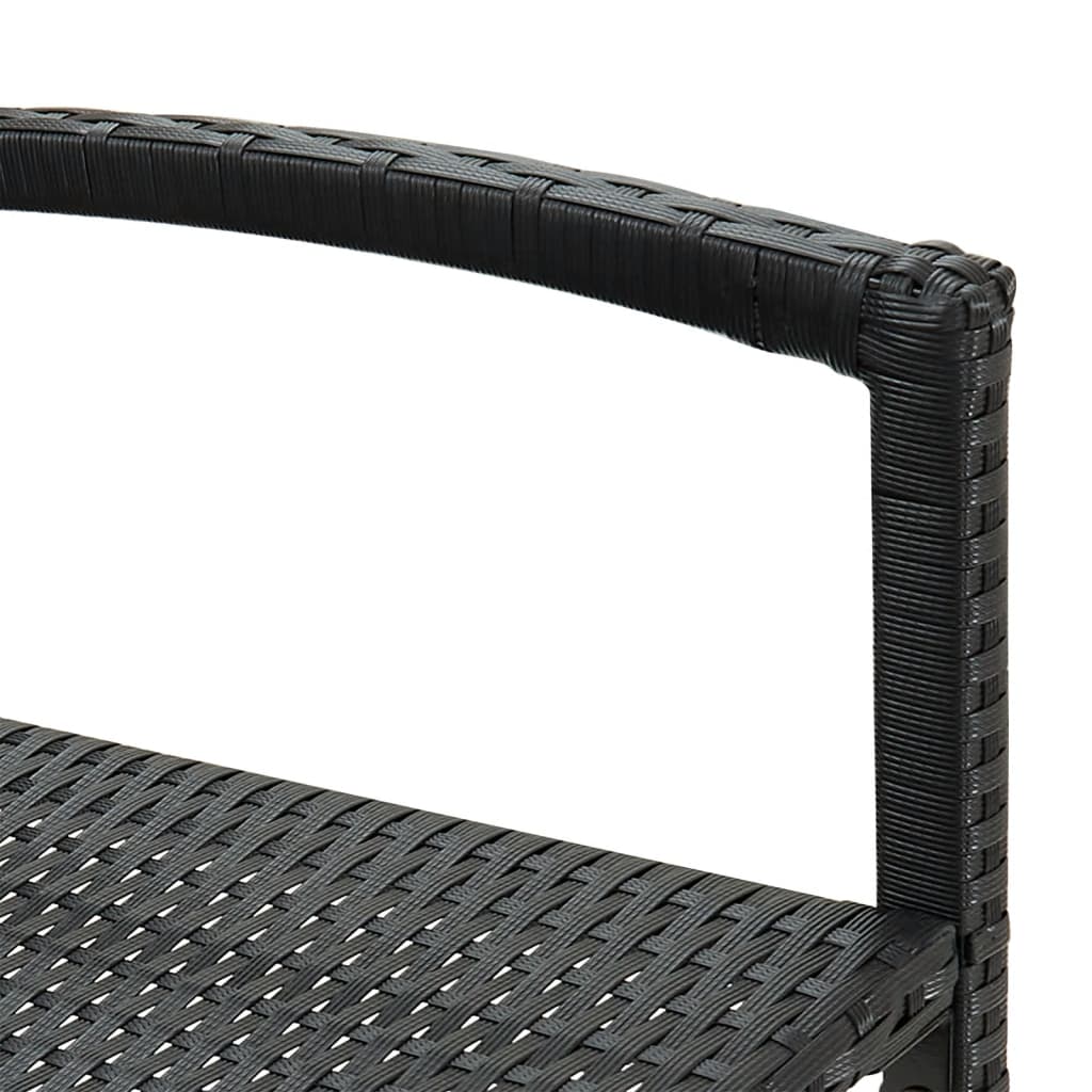 7 Piece Garden Bar Set Black Solid Wood Acacia and Poly Rattan