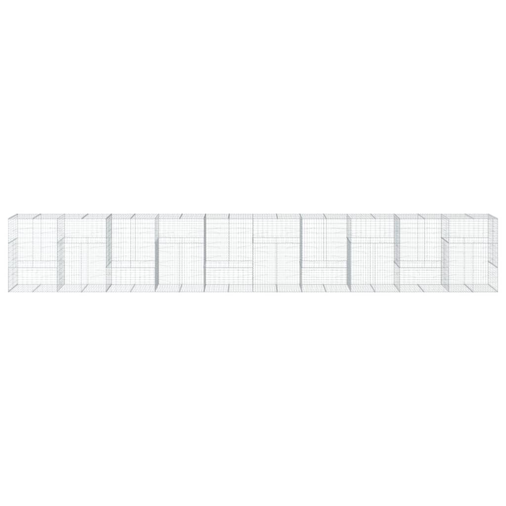 Gabion Basket with Cover 1000x100x150 cm Galvanised Iron