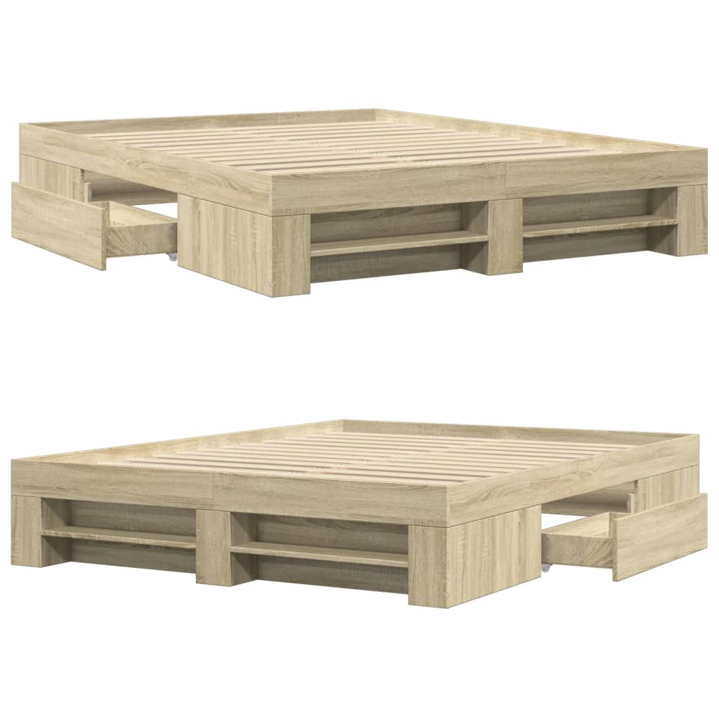 Bed Frame without Mattress Sonoma Oak 150x200 cm Engineered Wood