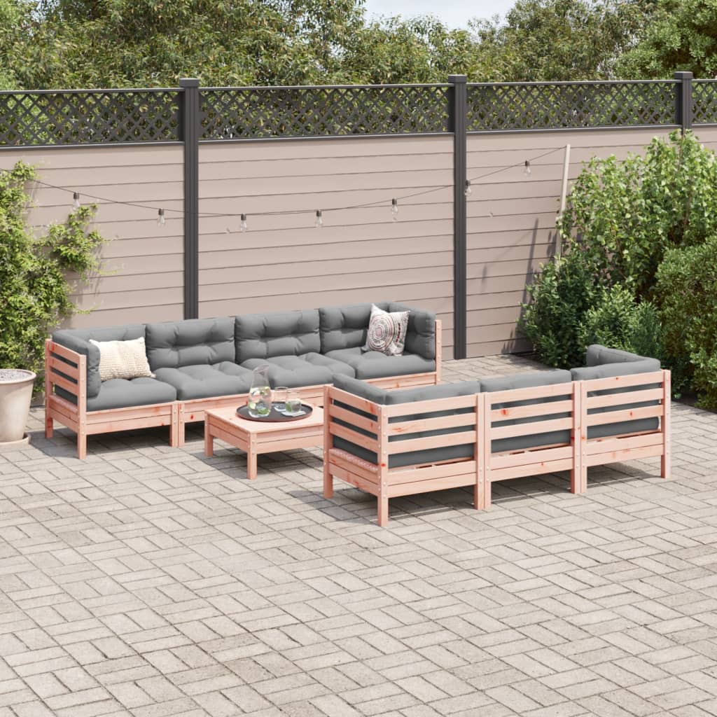 8 Piece Garden Sofa Set with Cushions Solid Wood Douglas Fir
