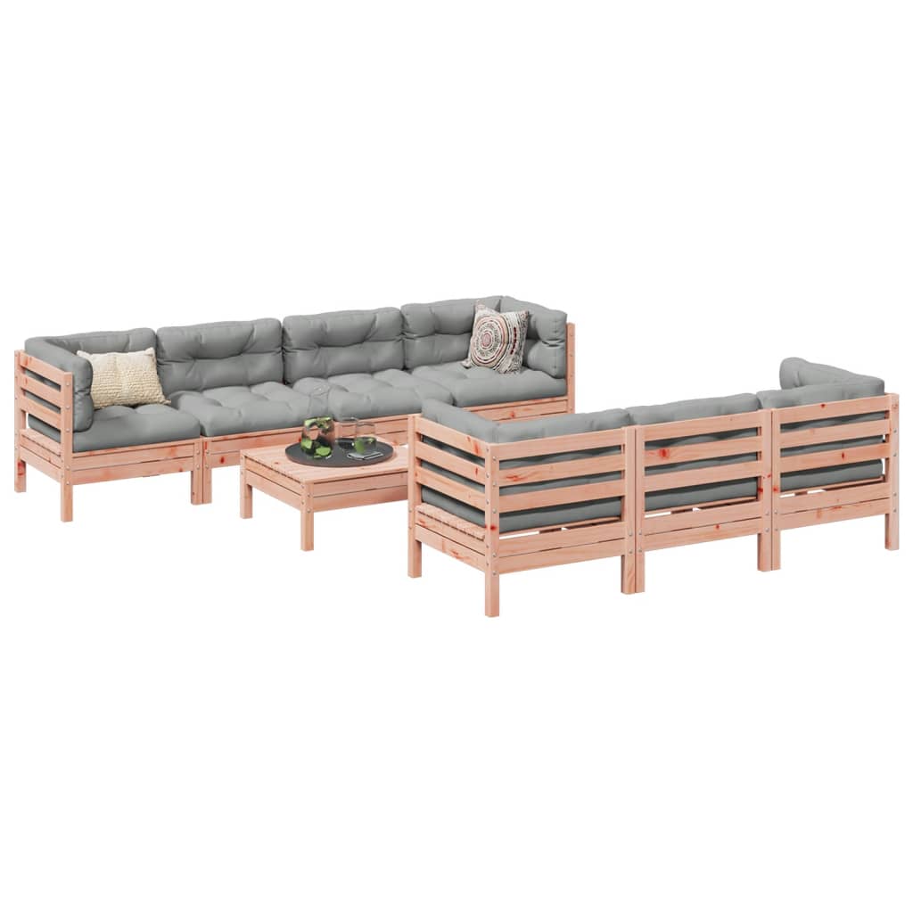 8 Piece Garden Sofa Set with Cushions Solid Wood Douglas Fir